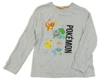 Šedé melírované triko s Pokémony Primark