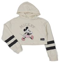 Biela crop mikina s Mickeym a kapucňou Disney