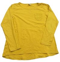 Horčicové melírované tričko s madeirou a vreckom YIGGA
