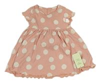 Nové - svetloružová -biele bodkovaná é šaty M&S