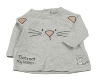 Sivé melírované tričko s mačičkou a myškou Matalan