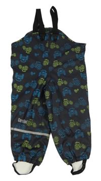 Tmavomodré nepormokavé laclové podšité kalhoty s traktory CareTec