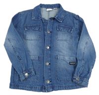 Modrá rifľová bunda s nášivkou a golierikom L&D