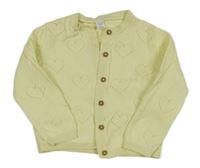 Citronový prepínaci sveter s perforovanými srdiečkami M&S