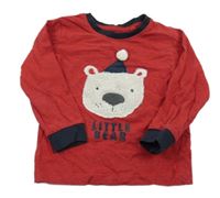 Červeno-černé melírované pyžamové triko s medvídkem Next