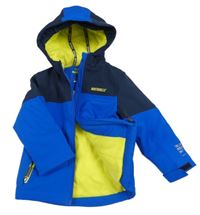 Nové - cobaltově modro-tmavomodrá softshellová zimní bunda s kapucí C&A