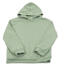 Olivová mikina s nápismi a kvetmi a kapucňou SHEIN