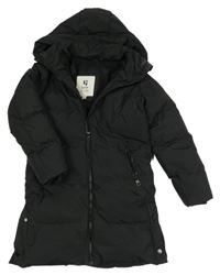 Černý prošívaný šusťákový zimní kabát s kapucí GARCIA