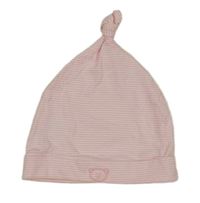 Růžovo-bílá pruhovaná čepice s medvídkem Smile