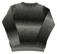 Černo-tmavošedo-šedý melírovaný vlněný svetr Next