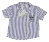 Nové - modrofialovo-bílý pruhovaný pyžamový kabátek so Stitchem PRIMARK