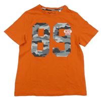 Tmavooranžové tričko s army číslom C&A