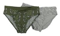 2x - Slipy - Khaki vzorované, šedé melírované s loptami TEZENIS