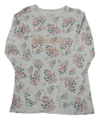 Sivé kvetované tričko s nápisom Primark