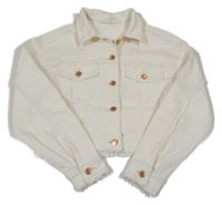 Smetanová riflová crop bunda s límečkem H&M