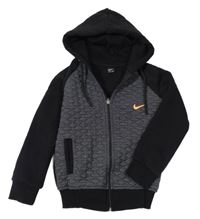 Čierno-biela prešívaná prepínaci tepláková mikina s logom a kapucňou Nike