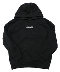 Čierna mikina s písmenky a vreckom a kapucňou S. Oliver