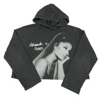Tmavosivá crop mikina s Ariana Grande a kapucňou H&M