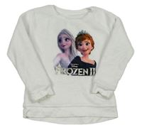 Biela chlpatá mikina s Frozen