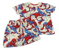 2set - Krémové tričko se Spidermanem + bavlněné kraťasy Matalan