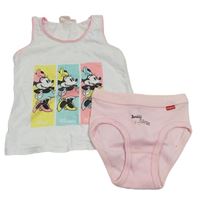 2set - Bílá košila s Minnie + růžové kalhotky s nápisem