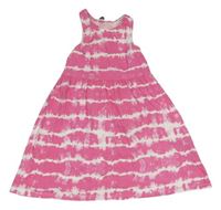 Tmavorůžovo-biele batikované bavlnené šaty Primark
