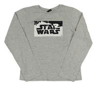 Šedé melírované triko s překlápěcími flitry - Star Wars