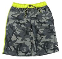 Šedo-černé army šusťákové kraťasy C&A