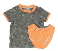 2set - Černé pruhované tričko s Miffym + neonově oranžový slinták C&A