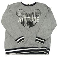 Šedá melírovaná mikina s Mickeym a mrakodrapy H&M