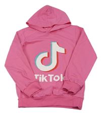 Ružová ľahká mikina s logem TikTok a kapucňou