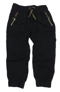Čierne ľahké cuff nohavice H&M
