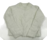 Smotanový chlpatý crop sveter H&M