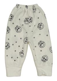 Biele pyžamové nohavice s ovcemi a hviezdami