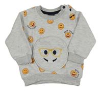 Svetlosivá melírovaná mikina so smajlíkmi