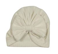 Biela vzorovaná turbanová čapica s mašlou