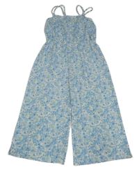 Světlemodro-bílý květovaný culottes overal Primark