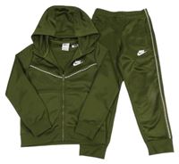2set - Khaki sportovní propínací mikina s logem a kapucí + tepláky Nike