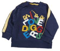 Tmavomodrá mikina s písmeny a bagrami Mothercare