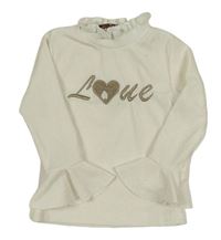 Smotanové rebrované tričko s nápisom so srdcem