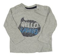 Šedé melírované triko s nápisem Dopodopo