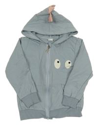 Svetlomodrá ľahká prepínaci mikina s očima a kapucňou s ostny