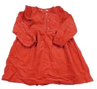 Červené manšestrové šaty s volánky Primark