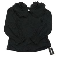 Nové - Čierne tričko s golierikom s madeirou Dunnes