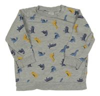 Sivá melírovaná mikina s dinosaurami H&M