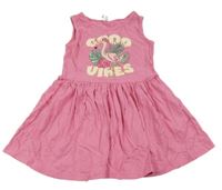 Ružové bavlnené šaty s plameňákem Dopodopo