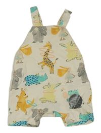 Nové - Smetanové bavlněné laclové kraťasy se zvířaty M&S