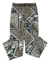 Béžovo-khaki vzorované sportovní legíny River Island