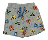 Sivé melírované teplákové kraťasy s Mickeym a přáteli Primark