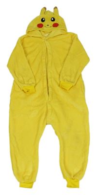 Žlutá chlupatá kombinéza s kapucí - Pikachu